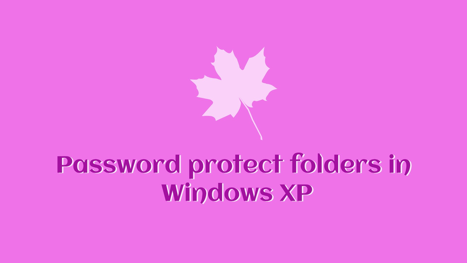 Password protect folders in Windows XP
